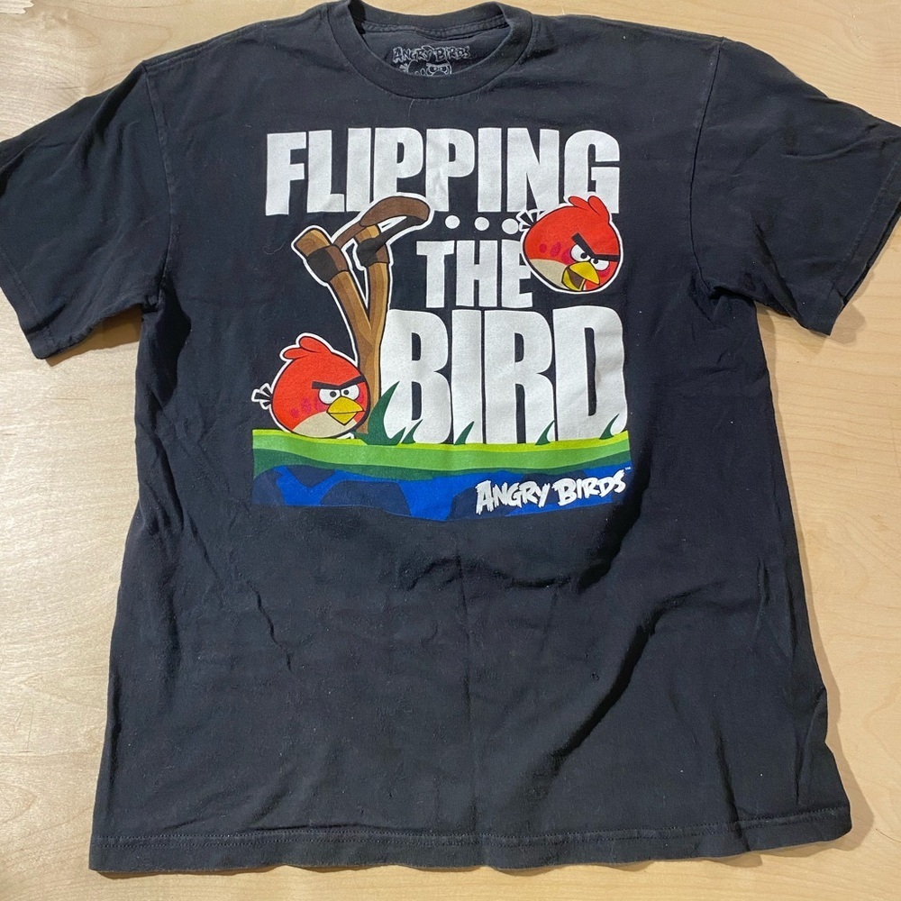 Angry Birds Black T-Shirt Size Large (LP)